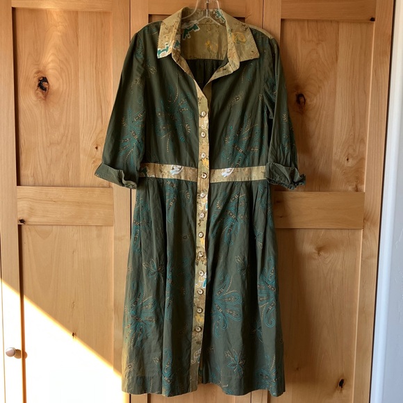 Green and Yellow Midi Dress - Picture 2 of 11